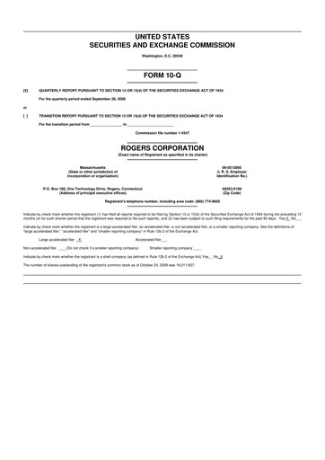 Thumbnail Rogers Corporation
 10-Q Quarterly Report FY 