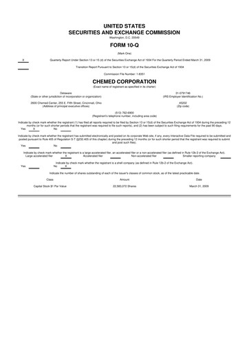 Thumbnail Chemed 10-Q Quarterly Report FY 