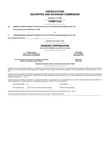 Thumbnail Rogers Corporation
 10-Q Quarterly Report FY 