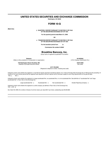 Thumbnail Brookline Bancorp 10-Q Quarterly Report FY 