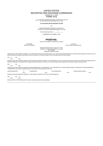Miniature Pfizer 10-Q Rapport trimestriel  