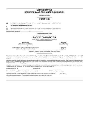 Thumbnail Rogers Corporation
 10-Q Quarterly Report FY 