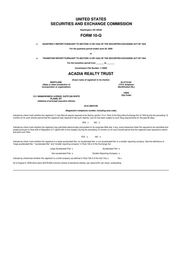 Thumbnail Acadia Realty Trust
 10-Q Quarterly Report FY 