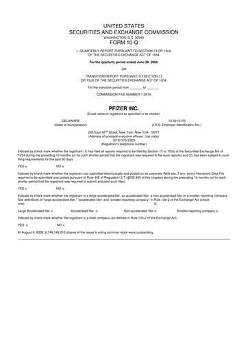 Miniature Pfizer 10-Q Rapport trimestriel  