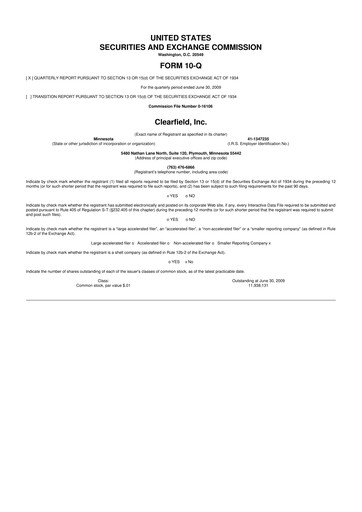 Thumbnail Clearfield 10-Q Quarterly Report FY 