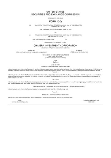 Thumbnail Chimera Investment Corporation 10-Q Quarterly Report FY 
