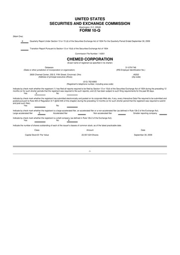 Thumbnail Chemed 10-Q Quarterly Report FY 