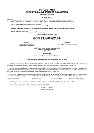 Vorschaubild Berkshire Hathaway  10-Q Quartalsbericht  