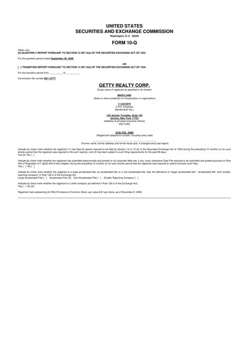 Thumbnail Getty Realty 10-Q Quarterly Report FY 