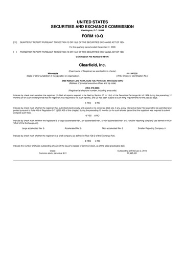 Thumbnail Clearfield 10-Q Quarterly Report FY 