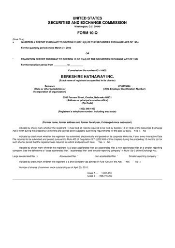 Vorschaubild Berkshire Hathaway  10-Q Quartalsbericht 2010 