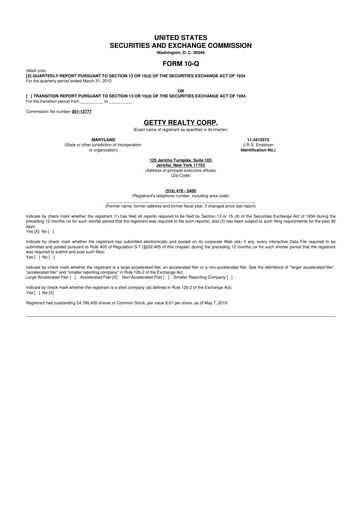 Thumbnail Getty Realty 10-Q Quarterly Report FY 