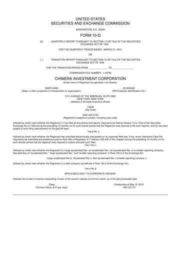 Thumbnail Chimera Investment Corporation 10-Q Quarterly Report FY 