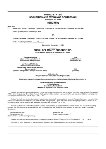 Thumbnail Fresh Del Monte Produce
 10-Q Quarterly Report FY2010 