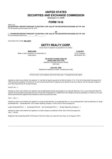 Thumbnail Getty Realty 10-Q Quarterly Report FY 