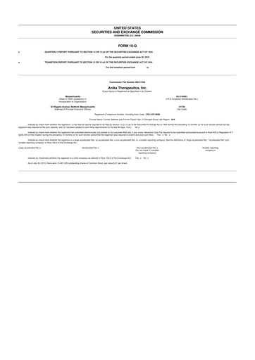 Thumbnail Anika Therapeutics 10-Q Quarterly Report FY 
