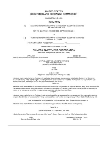 Thumbnail Chimera Investment Corporation 10-Q Quarterly Report FY2010 