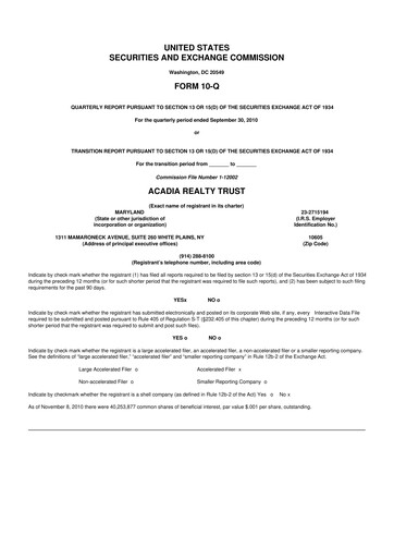 Thumbnail Acadia Realty Trust
 10-Q Quarterly Report FY 