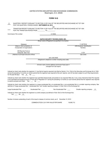 Thumbnail NAPCO Security Technologies 10-Q Quarterly Report FY 