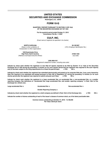 Thumbnail Culp, Inc. 10-Q Quarterly Report FY 