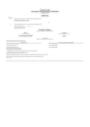 Miniature Ford 10-K Rapport annuel 2010