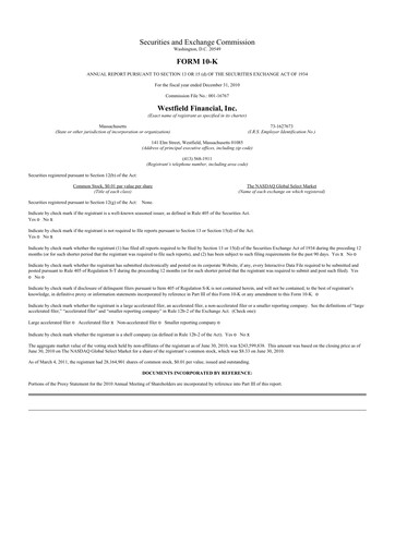 Thumbnail Western New England Bancorp 10-K Annual Report 