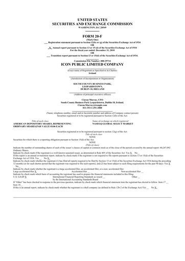 Thumbnail ICON plc 20-F Annual Report 2010