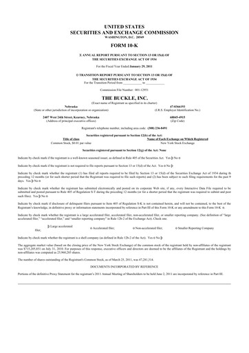 Thumbnail Buckle
 10-K Annual Report 2010