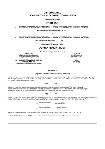 Thumbnail Acadia Realty Trust
 10-Q Quarterly Report FY 
