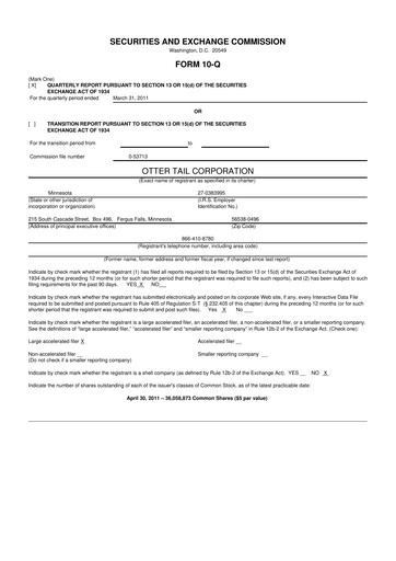 Thumbnail Otter Tail 10-Q Quarterly Report FY2011 