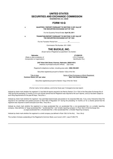 Thumbnail Buckle
 10-Q Quarterly Report FY2011 