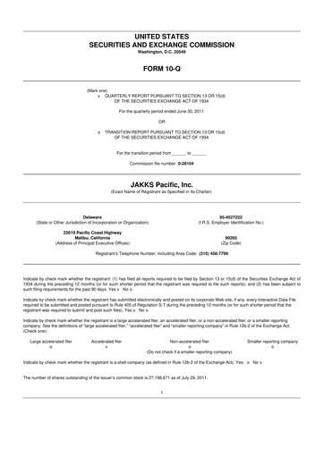 Thumbnail Jakks Pacific
 10-Q Quarterly Report FY 