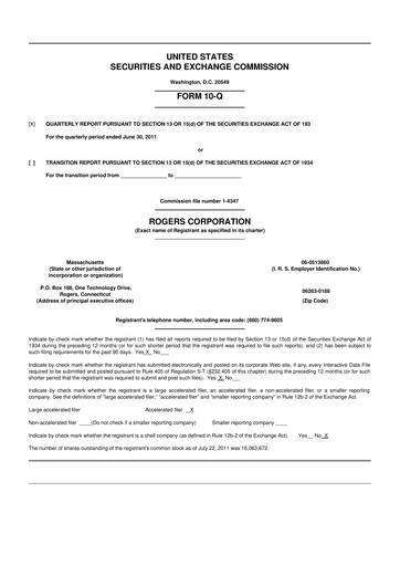 Thumbnail Rogers Corporation
 10-Q Quarterly Report FY2011 