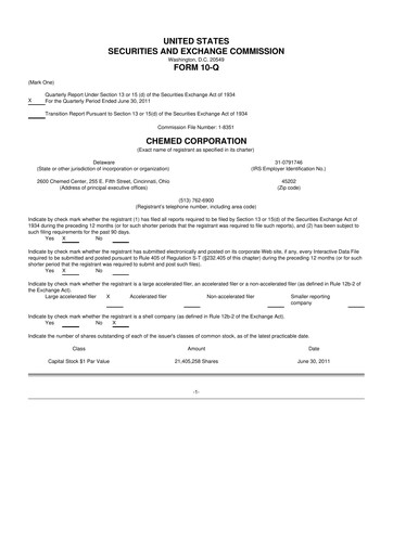 Thumbnail Chemed 10-Q Quarterly Report FY2011 