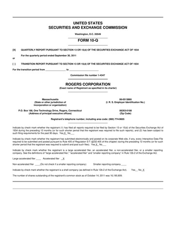 Thumbnail Rogers Corporation
 10-Q Quarterly Report FY2011 