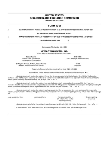 Thumbnail Anika Therapeutics 10-Q Quarterly Report FY2011 