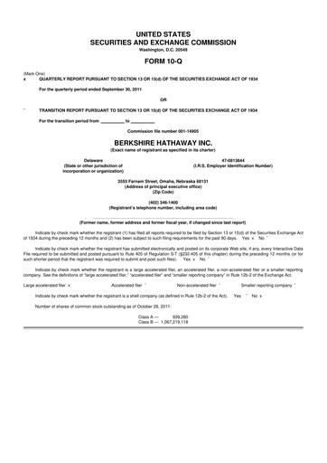 Vorschaubild Berkshire Hathaway  10-Q Quartalsbericht 2011 
