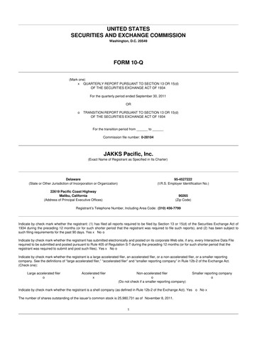 Thumbnail Jakks Pacific
 10-Q Quarterly Report FY 