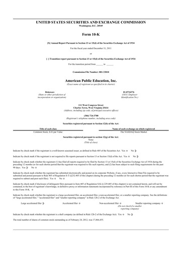 Thumbnail American Public Education 10-K Annual Report 2011