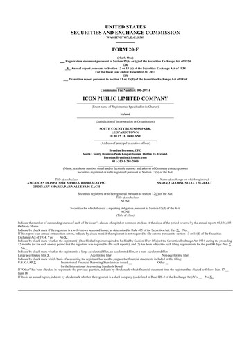 Thumbnail ICON plc 20-F Annual Report 2011