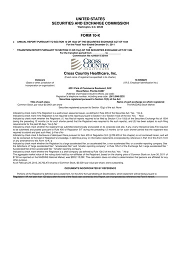 Thumbnail Cross Country Healthcare 10-K Annual Report 