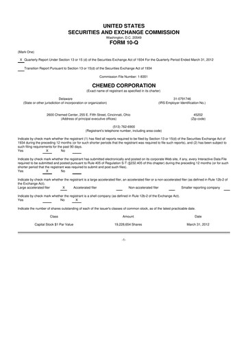 Thumbnail Chemed 10-Q Quarterly Report FY2012 