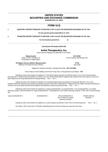 Thumbnail Anika Therapeutics 10-Q Quarterly Report FY2012 