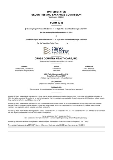 Thumbnail Cross Country Healthcare 10-Q Quarterly Report FY 