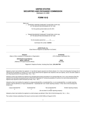 Thumbnail Jakks Pacific
 10-Q Quarterly Report FY 