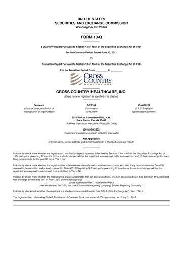 Thumbnail Cross Country Healthcare 10-Q Quarterly Report FY 