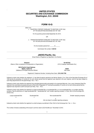 Thumbnail Jakks Pacific
 10-Q Quarterly Report FY 