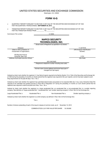 Thumbnail NAPCO Security Technologies 10-Q Quarterly Report FY2013 