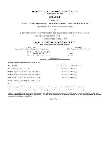 Thumbnail Annaly Capital Management
 10-K Annual Report 2012