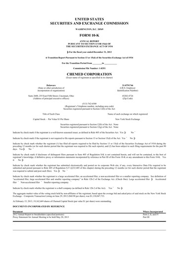 Thumbnail Chemed 10-K Annual Report 2012